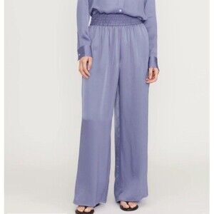Everlane Purple High Rise Wide Leg The Satin Pull On Pant Medium